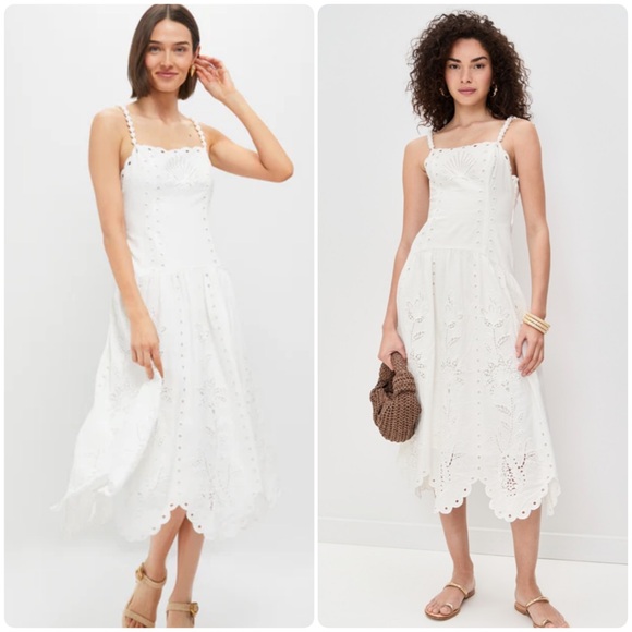 NWT Farm Rio Off White Richilieu Crochet Midi Dress - Picture 1 of 13